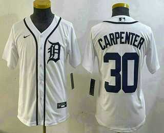 Youth Detroit Tigers #30 Kerry Carpenter White Cool Base Stitched Jersey